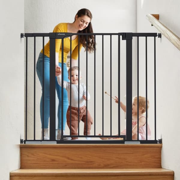 trappeværn, dørværn, baby dørværn, metal, bredde 75-124 cm justerbar, sort