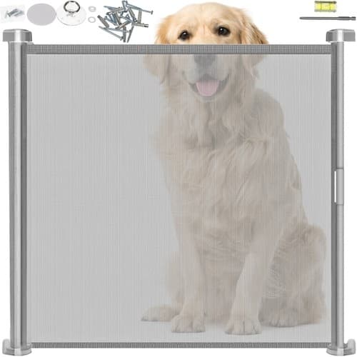 Sikkerhetsgrind / Hundegrind / Rullegardin-grind – 86x154cm grå