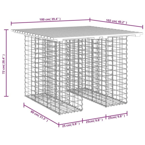 Trädgårdsbänk gabion-design 100x102x72 cm massiv furu