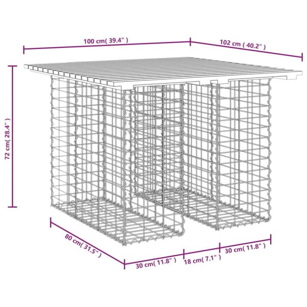 Trädgårdsbänk gabion-design 100x102x72 cm massivt douglasträ