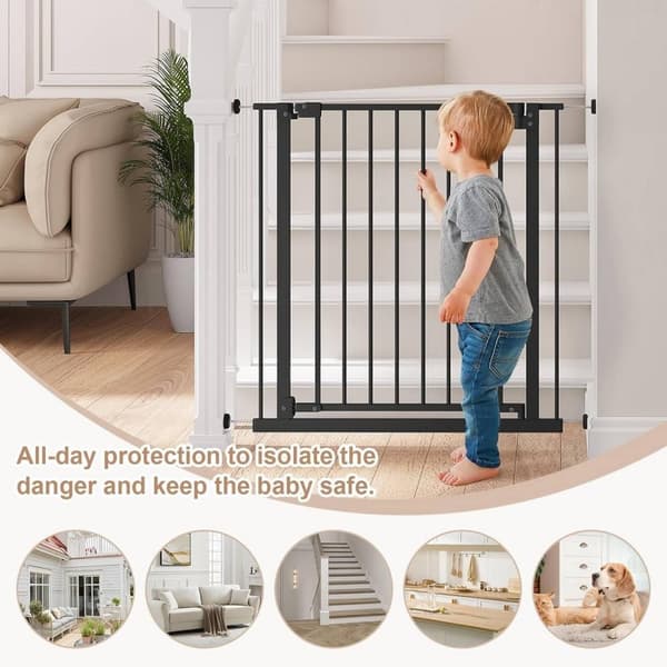 Rootz Safety Door Gate - Barnport - Baby Gate - Justerbar metallram - Enkel installation - 75-87cm x 76cm x 2,5cm