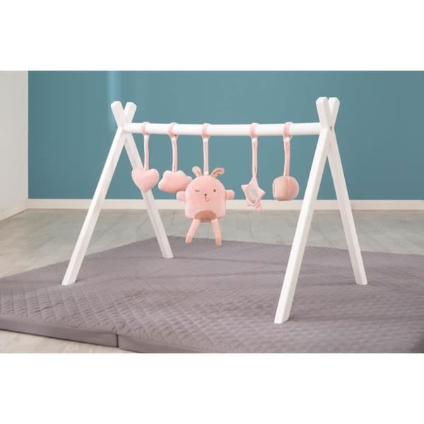 ROBA Baby Activity Swing + Roba Style Pendel Set - Lackat massivt trä Play Arch - Rosa