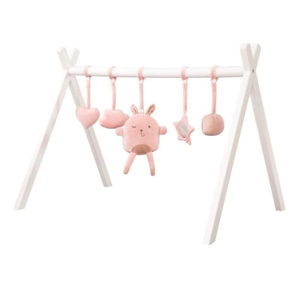 ROBA Baby Activity Swing + Roba Style Pendel Set - Lackat massivt trä Play Arch - Rosa