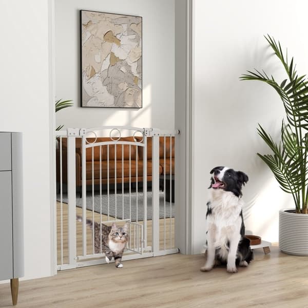 Rootz No-Drill Pet Stair Gate - Dog Gate - Justerbar säkerhetsbarriär - Dubbellås - 76-104W x 96H cm