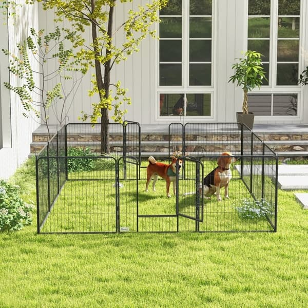 Rootz Puppy Run - Indhegning til kæledyr - Hundepen - Paneler, der kan tilpasses - Sikker og rummelig - 12 paneler på 80 cm x 80 cm hver