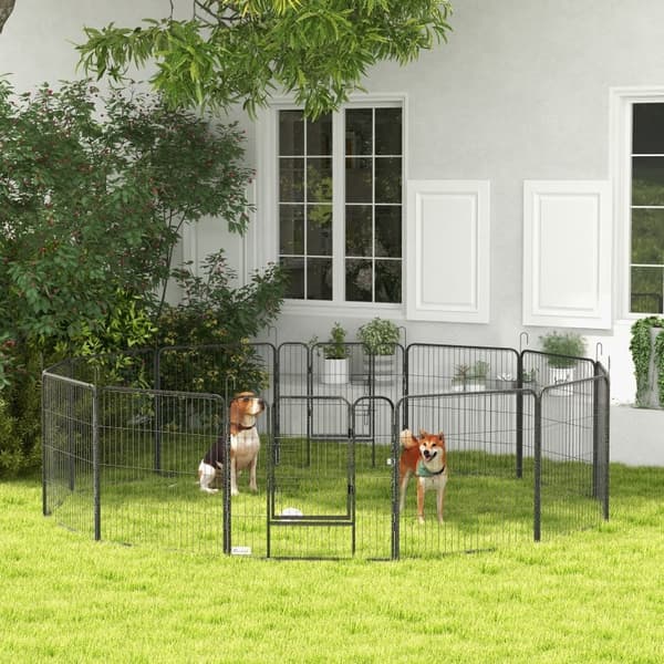 Rootz Puppy Run - Indhegning til kæledyr - Hundepen - Paneler, der kan tilpasses - Sikker og rummelig - 12 paneler på 80 cm x 80 cm hver