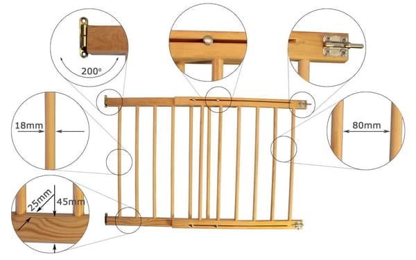 Justerbar trähundgrind - 72-122 cm bredd, 92 cm höjd, för inom- och utomhusbruk