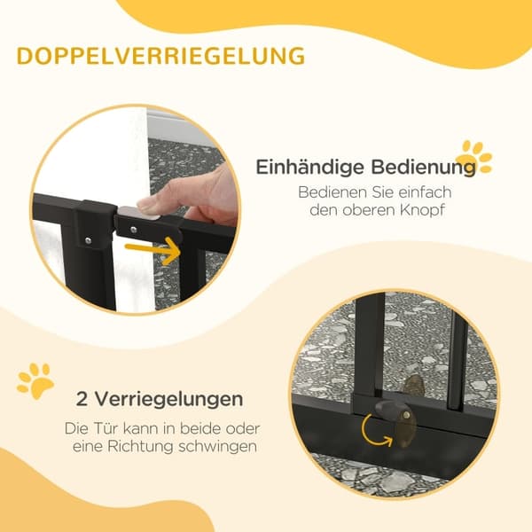 Rootz Pet Safety Door Guard - Lemmikkieläinten portti - Koiran portti - Kaksinkertainen lukitusmekanismi - 145 cm x 76 cm - Teräs ja ABS - Säädettävä