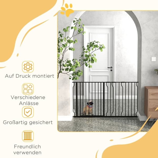 Rootz Pet Safety Door Guard - Lemmikkieläinten portti - Koiran portti - Kaksinkertainen lukitusmekanismi - 145 cm x 76 cm - Teräs ja ABS - Säädettävä