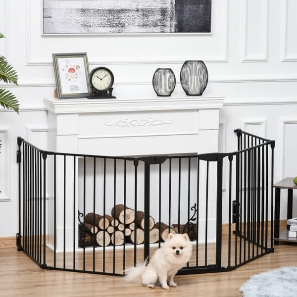 Rootz 2-i-1 Barrier Hundekravlegård - Kæledyrshegn - Sikkerhedslåge - Sikker og foldbar - 300 cm x 3 cm x 74,5 cm Fuldt forlænget