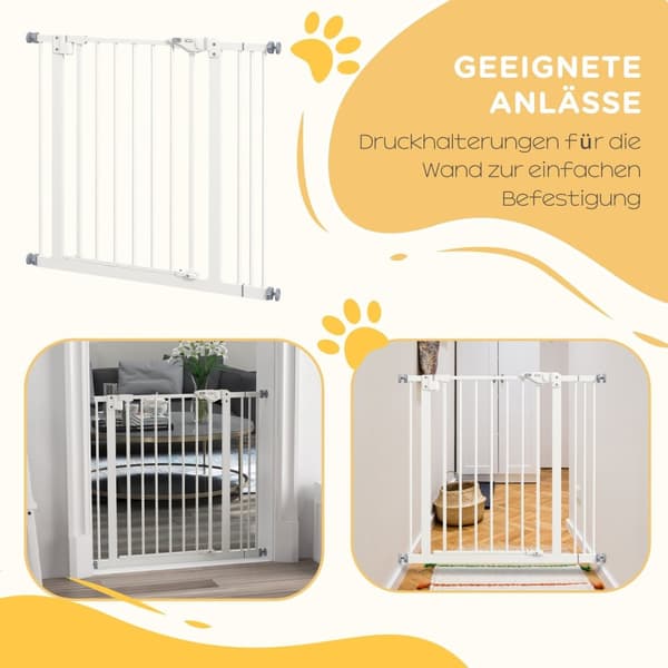 Rootz Pet Door Gate Barrier - Dog Fence - Pet Divider - Säkerställer säkerhet - 68W x 77H cm (max 87 cm) - vit