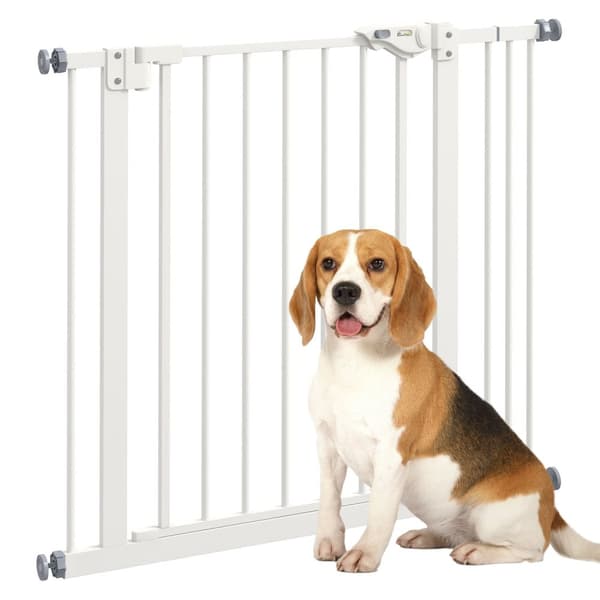 Rootz Pet Door Gate Barrier - Dog Fence - Pet Divider - Säkerställer säkerhet - 68W x 77H cm (max 87 cm) - vit