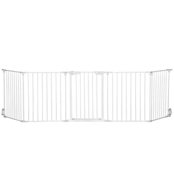 Rootz Modular Folding Dog Park hegn - Kæledyrsikkerhedsport - Indkapsling - Låsbar dør - 300L X 74,5H CM Metal PP White