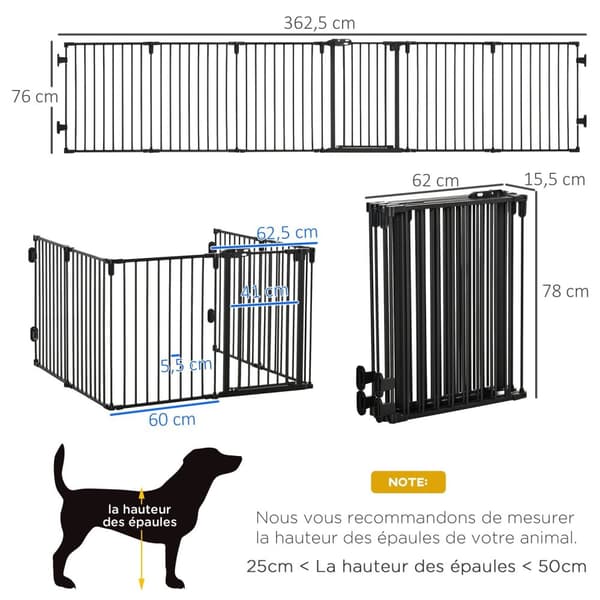 Rootz Safety Gate - Spisskydd - Dogport - Vikbar, flexibel, ingen borrning - 362,5 cm x 76 cm