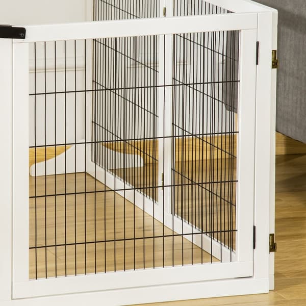 Rootz 6 Panel hundsäkerhetsgrind - Självstående grind, modulär barriär, tallved - Maximal säkerhet - 432L X 36W x 70H cm