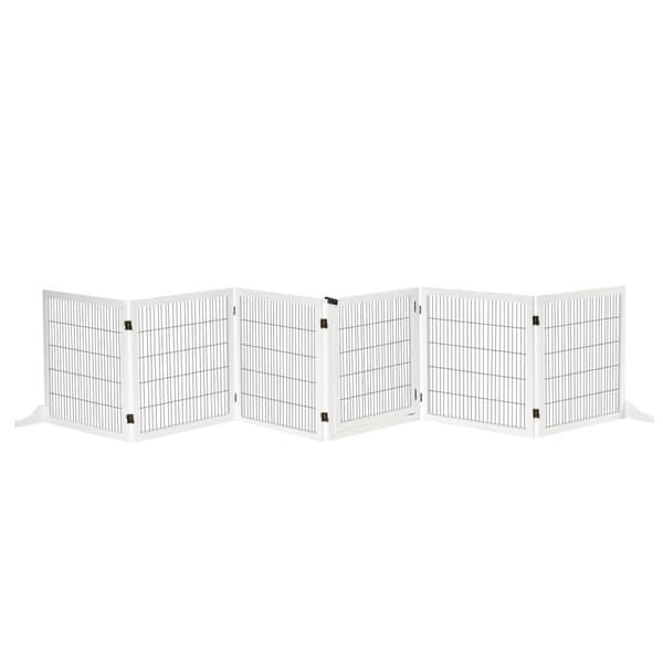 Rootz 6 Panel hundsäkerhetsgrind - Självstående grind, modulär barriär, tallved - Maximal säkerhet - 432L X 36W x 70H cm