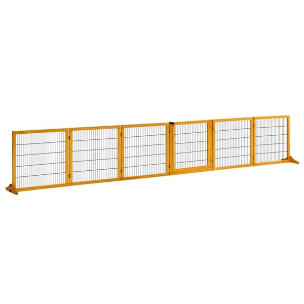 Rootz Dog Safety Gate - Fristående barriär - Modulär vikning - Pine Wood - Stabilitetsstöd - 432 cm x 36 cm x 70 cm
