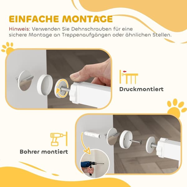 Rootz justerbar husdjursport - Stairport - Dog Gate - Secure Locking - 76-104W X 106H CM - Inkluderar kattdörr