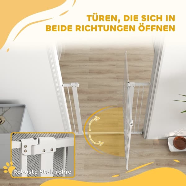 Rootz Dog Door Safety Gate - Pet Barrier - Stair Gate - Justerbar 76-104CM - Ingen borrning behövs - Dubbel lås - Svängdörrar - 76-104W X 104H CM
