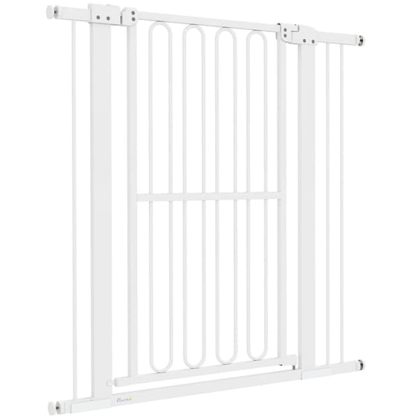 Rootz Dog Door Safety Gate - Pet Barrier - Stair Gate - Justerbar 76-104CM - Ingen borrning behövs - Dubbel lås - Svängdörrar - 76-104W X 104H CM