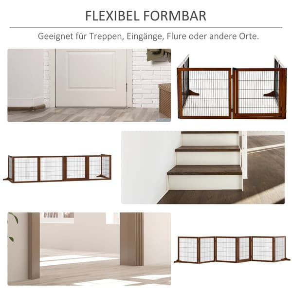 Rootz Folding Dog Barrier - Pet Gate - Wooden Pet -hegn - Stilfuldt design - 432 cm x 36 cm x 70 cm