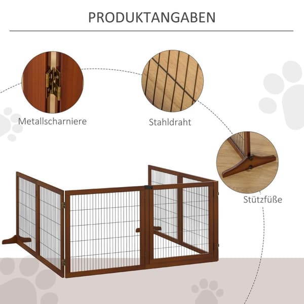 Rootz Folding Dog Barrier - Pet Gate - Wooden Pet -hegn - Stilfuldt design - 432 cm x 36 cm x 70 cm