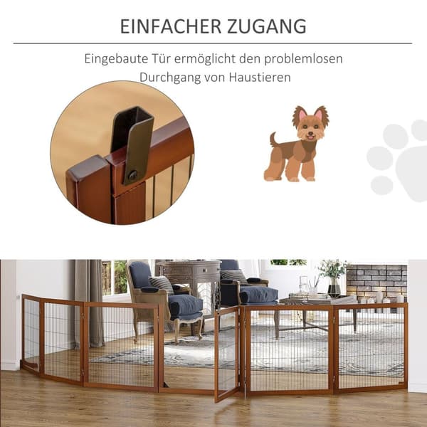 Rootz Folding Dog Barrier - Pet Gate - Wooden Pet -hegn - Stilfuldt design - 432 cm x 36 cm x 70 cm