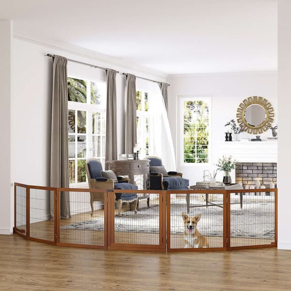 Rootz Folding Dog Barrier - Pet Gate - Wooden Pet -hegn - Stilfuldt design - 432 cm x 36 cm x 70 cm