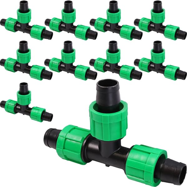 10x T-stykke 17mm drypslange til kunstvanding Vandingstape forbindelsesstykke