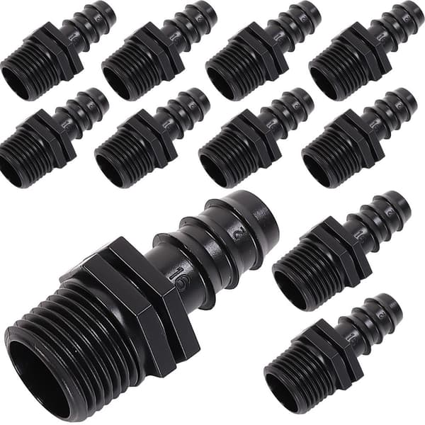 Anslutningsstycken för rörläggning av vattenrör, 16 mm med 1/2" utvändig gänga x10