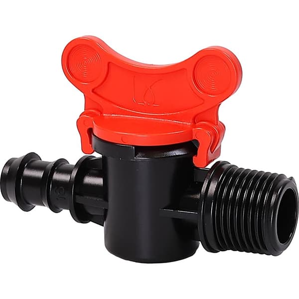 Palloventtiili 1/2" 16mm ulkokierteellä tippaletkun sulkuhana kastelu 10x