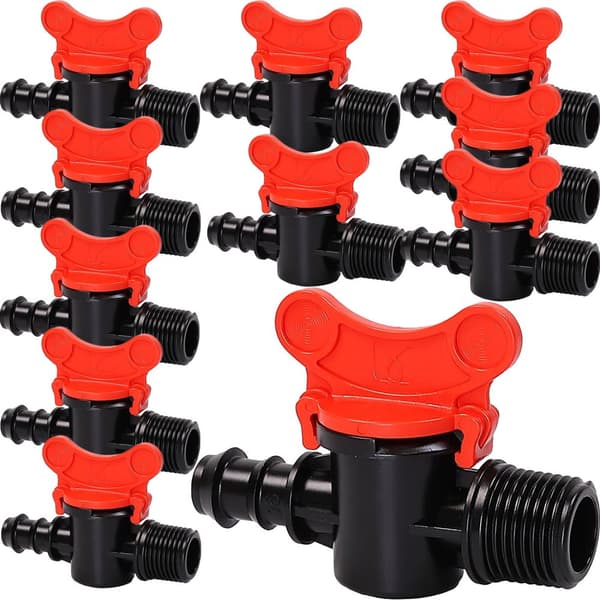 Palloventtiili 1/2" 16mm ulkokierteellä tippaletkun sulkuhana kastelu 10x