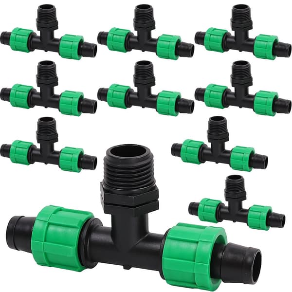 T-stycke för droppslang för bevattning 16 mm med utvändig gänga 1/2" 10 st.
