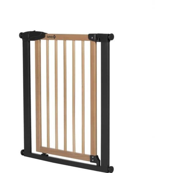 SAFETY 1ST SIMPLY CLOSE WOOD & META, Tryk, 73-80 cm (maks. 94 cm), uden skruer eller boring, Åbning med én hånd, Træ og grafit