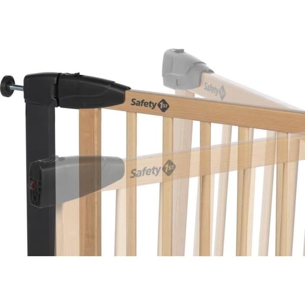SAFETY 1ST SIMPLY CLOSE WOOD & META, Tryk, 73-80 cm (maks. 94 cm), uden skruer eller boring, Åbning med én hånd, Træ og grafit