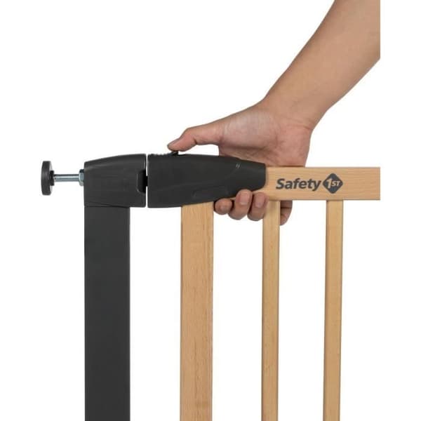 SAFETY 1ST SIMPLY CLOSE WOOD & META, Tryk, 73-80 cm (maks. 94 cm), uden skruer eller boring, Åbning med én hånd, Træ og grafit