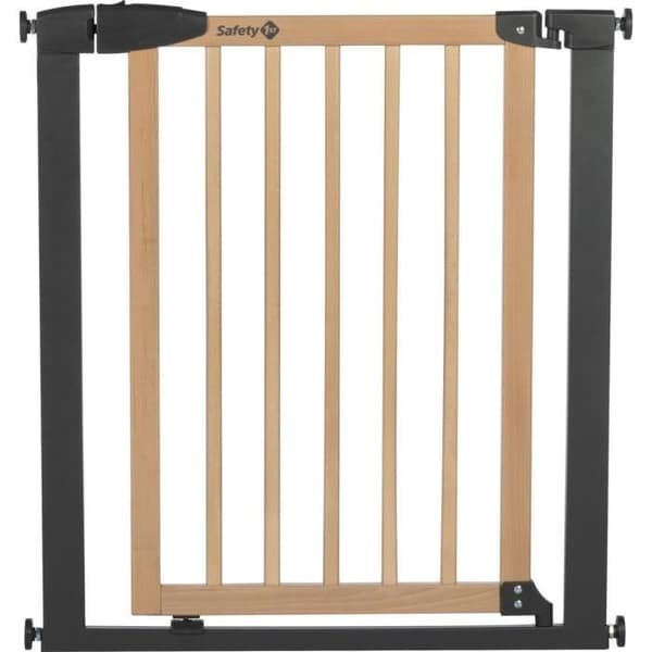 SAFETY 1ST SIMPLY CLOSE WOOD & META, Tryk, 73-80 cm (maks. 94 cm), uden skruer eller boring, Åbning med én hånd, Træ og grafit