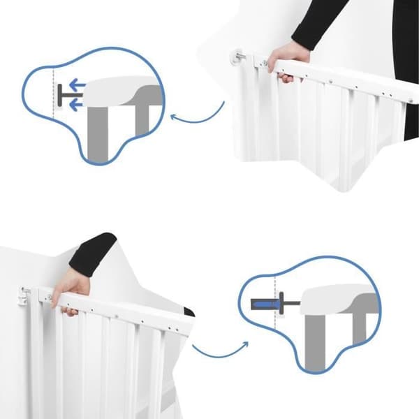 Badabulle Deco Pop -turvaeste - laajennettava este 63–106 cm:n aukoille - ruuvikiinnitys, valkoinen