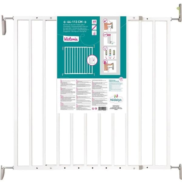 Nordlinger Pro Børnesikkerhedsbarrier Victoria - 64 til 113 cm - Hvid - Drejebar - Nem åbning