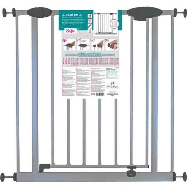 SOFIA lasten turvaportti - 73-81 cm - Portti - alumiininharmaa - NORDLINGER PRO