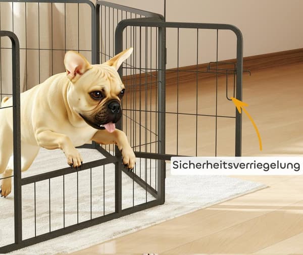 Rootz Dog Fence Pet Cabinet - Pet Barrier - Heavy Duty Kennel - Foldbart stål - 160x80x60cm, sort