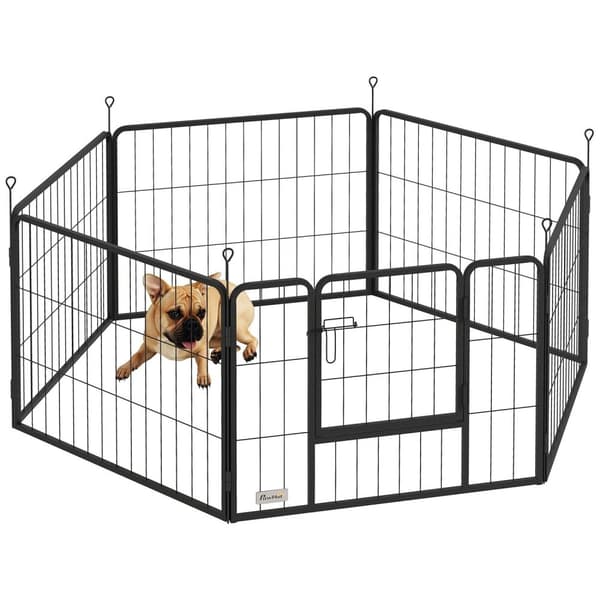 Rootz Dog Fence Pet Cabinet - Pet Barrier - Heavy Duty Kennel - Foldbart stål - 160x80x60cm, sort