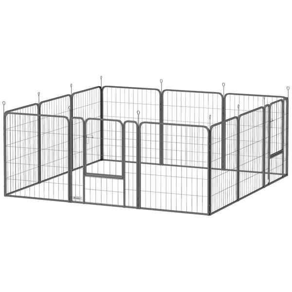 Rootz 12 -paneelin koirapuisto - taitettava lemmikkieläinten playpen - modulaarinen teräskotelo - helppo varastointi - neliö: 204x204x80cm / suorakulm