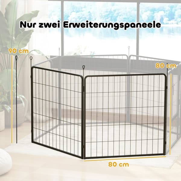 Rootz 2 Set Puppy -kotelon laajennus - Koira -aitapaneelit - PET -leikkikenttä - Vahva teräs - taitettu säilytys - 80 cm x 80 cm x 3cm
