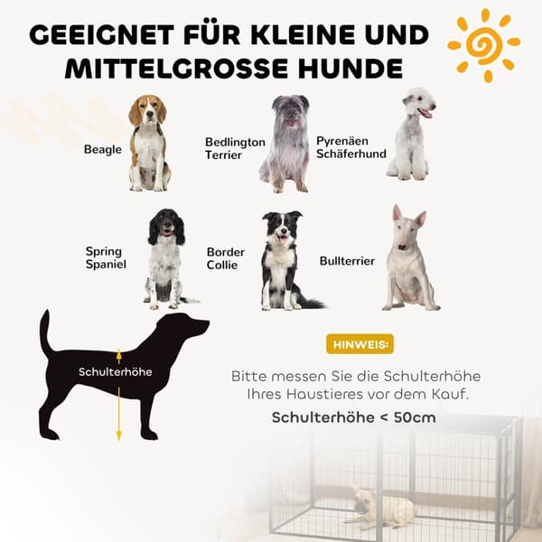 Rootz 2 Set Puppy -kotelon laajennus - Koira -aitapaneelit - PET -leikkikenttä - Vahva teräs - taitettu säilytys - 80 cm x 80 cm x 3cm