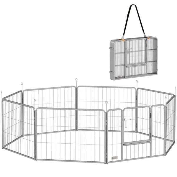 Rootz PET -kotelon koira -aita - Pet Playground - Muokattava koira PlayPen - Ruostumaton teräs - 160 cm x 160cm x 60cm