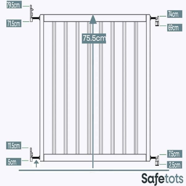 Säkerhetsgränd - Safetots - Robust trä - Skruvfäste - 63,5cm till 105,5cm - Svart
