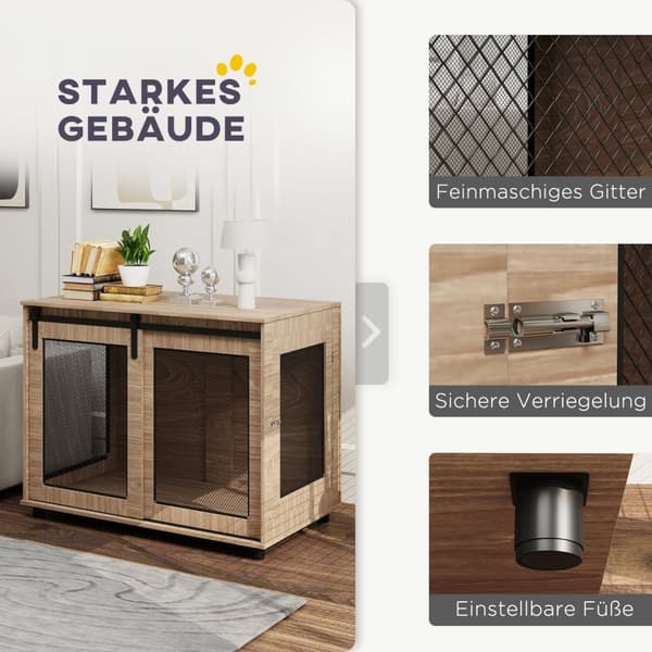 Rootz Dog Box - Transportboks til hunde - Retreat Box til kæledyr - Låselige døre - Safe & Ventilated - 98x60x78 cm