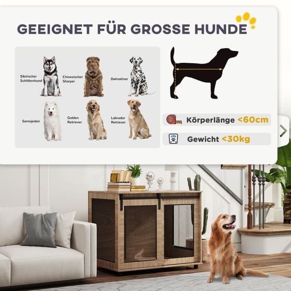 Rootz Dog Box - Transportboks til hunde - Retreat Box til kæledyr - Låselige døre - Safe & Ventilated - 98x60x78 cm