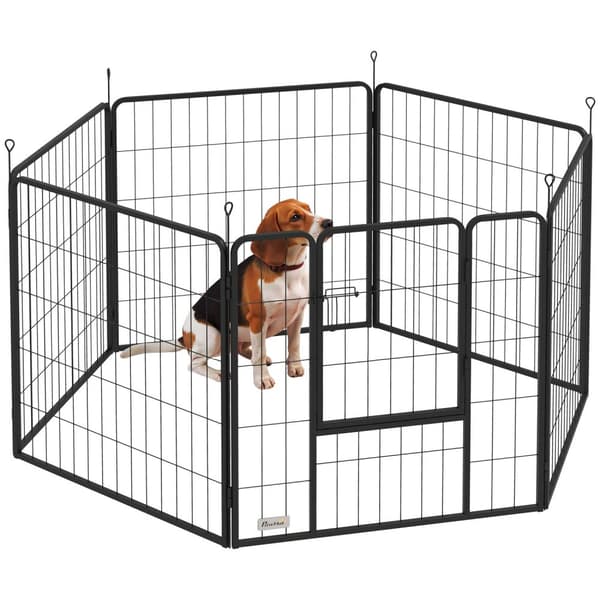 Rootz Dog Fene - PET -kotelo - 6 paneeli PlayPen - Taitava ja kestävä teräs - suorakulmio 160x80x80cm - ihanteellinen pentuille ja keskisuurille koiri